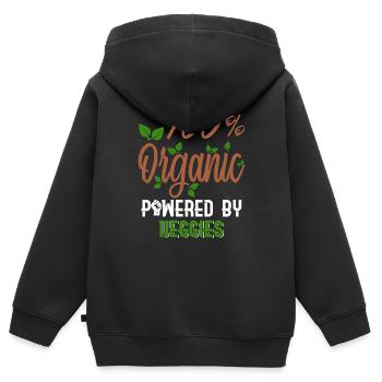100% Organic Powered by Veggies - Biologisch - Kinder Premium Organic Zip Hoodie - Schwarz - Hinten - AI Model Kid Male (0cm)
