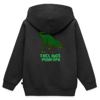 T-Rex - force de pompes de dinosaures - Sweat Premium à capuche zippé enfant bio - noir - Dos - AI Model Kid Male (0cm)