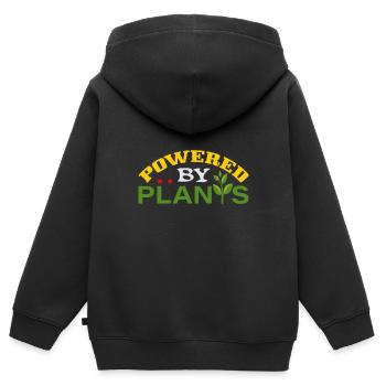 Veganer Vegetarier Geschenkidee - Kinder Premium Organic Zip Hoodie - Schwarz - Hinten - AI Model Kid Male (0cm)