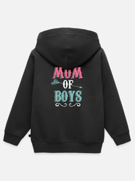 Moeder van jongens cadeau Moederdag T-shirt - Kinder Premium zip hoodie biologisch - zwart