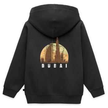 Dubai Tourismus Tower Stadt Zentrum Sonne Geschenk - Kinder Premium Organic Zip Hoodie - Schwarz - Hinten - AI Model Kid Male (0cm)