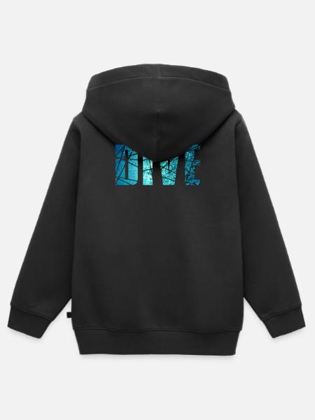 DIVE - Kinder Premium Organic Zip Hoodie - Schwarz