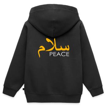 Salam Peace - Sweat Premium à capuche zippé enfant bio - noir - Dos - AI Model Kid Male (0cm)