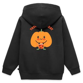 Kürbis-Trick oder -Leckerbissen - Kinder Premium Organic Zip Hoodie - Schwarz - Hinten - AI Model Kid Male (0cm)