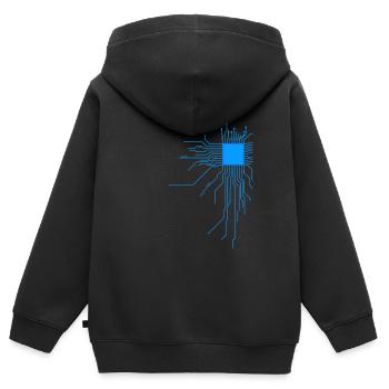 platine blau computer pc Admin Core cpu Nerd code - Kinder Premium Organic Zip Hoodie - Schwarz - Hinten - AI Model Kid Male (0cm)