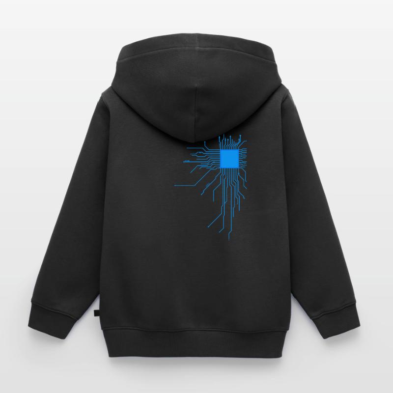 board blue computer pc admin core cpu nerd code Kids Premium Organic Zip-up Hoodie