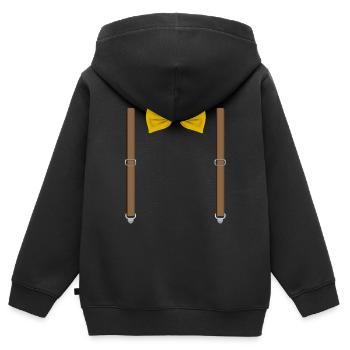 Drôle de nœud papillon jaune avec bretelles parfaites - Sweat Premium à capuche zippé enfant bio - noir - Dos - AI Model Kid Male (0cm)