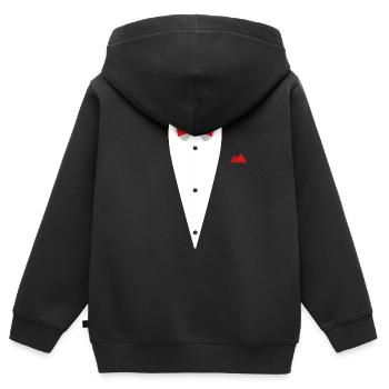 Conception de smoking avec noeud papillon pour les mariages et - Sweat Premium à capuche zippé enfant bio - noir - Dos - AI Model Kid Male (0cm)