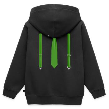 Cravate Gree amusante avec bretelles noires Parfait - Sweat Premium à capuche zippé enfant bio - noir - Dos - AI Model Kid Male (0cm)