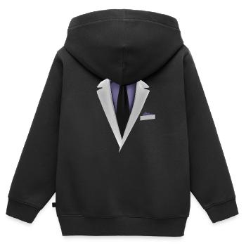 Smoking avec une cravate pour les mariages et spéciaux - Sweat Premium à capuche zippé enfant bio - noir - Dos - AI Model Kid Male (0cm)