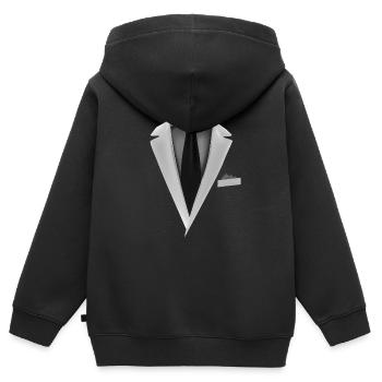Smoking avec une cravate pour les mariages et spéciaux - Sweat Premium à capuche zippé enfant bio - noir - Dos - AI Model Kid Male (0cm)