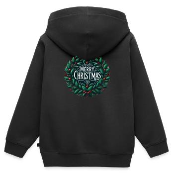 Frohe Weihnachten Design Lustiges Geschenk für Weihnachtsliebhaber - Kinder Premium Organic Zip Hoodie - Schwarz - Hinten - AI Model Kid Male (0cm)