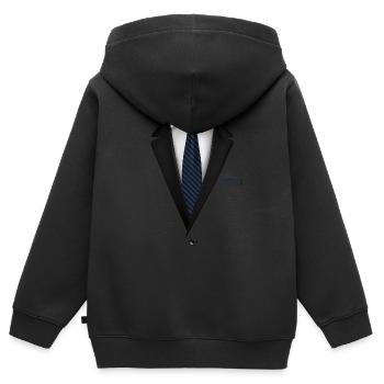 Smoking avec une cravate en acier bleu pour les mariages et - Sweat Premium à capuche zippé enfant bio - noir - Dos - AI Model Kid Male (0cm)