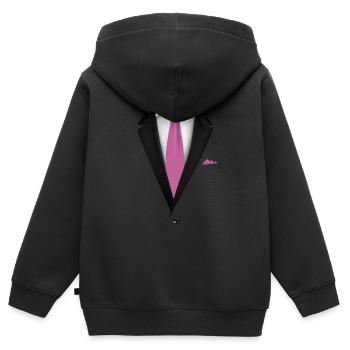Smoking avec une cravate pour les mariages et spéciaux - Sweat Premium à capuche zippé enfant bio - noir - Dos - AI Model Kid Male (0cm)