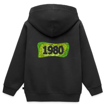 Kratzer 1980 - Kinder Premium Organic Zip Hoodie - Schwarz - Hinten - AI Model Kid Male (0cm)