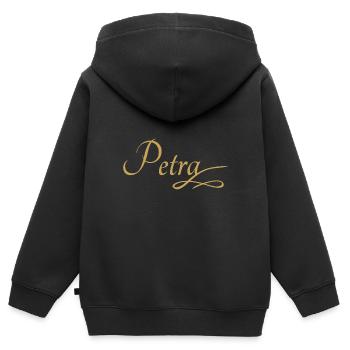 Vorname von Petra - Kinder Premium Organic Zip Hoodie - Schwarz - Hinten - AI Model Kid Male (0cm)