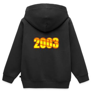 Jahreszahl 2003 - Kinder Premium Organic Zip Hoodie - Schwarz - Hinten - AI Model Kid Male (0cm)