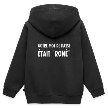 mot de passe - Sweat Premium à capuche zippé enfant bio - noir - Dos - AI Model Kid Male (0cm)