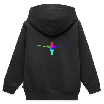 Kajak Rudern Kanu Regenbogenfarben Sport - Kinder Premium Organic Zip Hoodie - Schwarz - Hinten - AI Model Kid Male (0cm)
