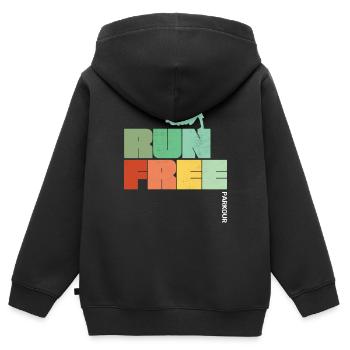 Parkour Kostenlos - Kinder Premium Organic Zip Hoodie - Schwarz - Hinten - AI Model Kid Male (0cm)