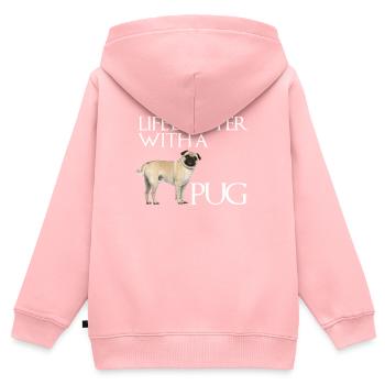 Das Leben eines Mopshundes ist mit einem Mops besser - Kinder Premium Organic Zip Hoodie - Rosa - Hinten - AI Model Kid Female (0cm)