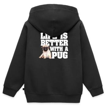 Das Leben eines Mopshundes ist mit einem Mops besser - Kinder Premium Organic Zip Hoodie - Schwarz - Hinten - AI Model Kid Male (0cm)
