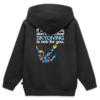 Fallschirmspringen, wenn Sie zunächst keinen Erfolg haben - Kinder Premium Organic Zip Hoodie - Schwarz - Hinten - AI Model Kid Male (0cm)