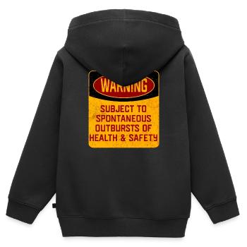 Gesundheit und Sicherheit - Kinder Premium Organic Zip Hoodie - Schwarz - Hinten - AI Model Kid Male (0cm)