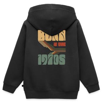 70er Jahre Geboren in den 1970er Jahren - Kinder Premium Organic Zip Hoodie - Schwarz - Hinten - AI Model Kid Male (0cm)