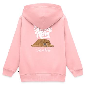 English Bulldog Mom Life Is Ruff - Kids Premium Organic Zip-up Hoodie - rose - Back - AI Model Kid Female (0cm)