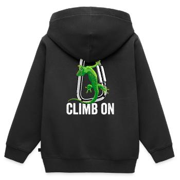 Klettern Klettern Weiter - Kinder Premium Organic Zip Hoodie - Schwarz - Hinten - AI Model Kid Male (0cm)