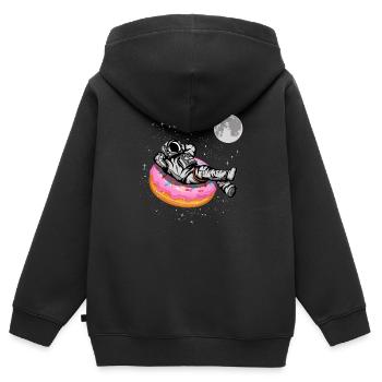Spaceman sur un beignet - Sweat Premium à capuche zippé enfant bio - noir - Dos - AI Model Kid Male (0cm)