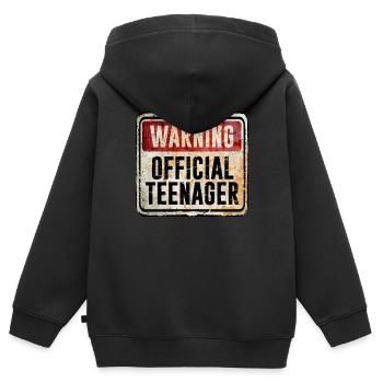 13. Geburtstag Offizielles Warnschild für Teenager - Kinder Premium Organic Zip Hoodie - Schwarz - Hinten - AI Model Kid Male (0cm)