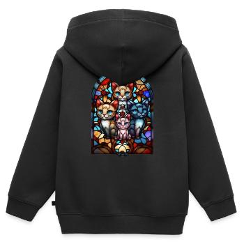 Cats Stained Glass Window - Kids Premium Organic Zip-up Hoodie - black - Back - AI Model Kid Male (0cm)
