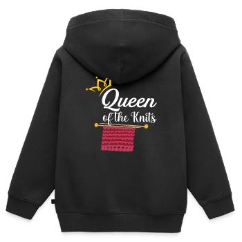 Knitting Queen Of The Knits - Kids Premium Organic Zip-up Hoodie - black - Back - AI Model Kid Male (0cm)