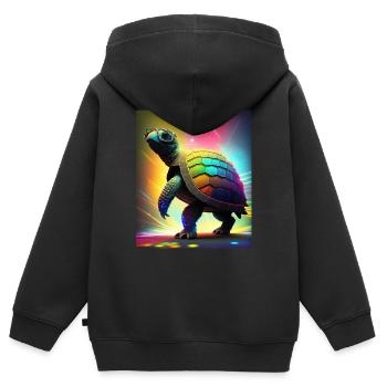 Turtle à la discothèque - Sweat Premium à capuche zippé enfant bio - noir - Dos - AI Model Kid Male (0cm)