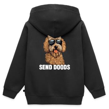 Goldendoodle Envoyer des Doods - Sweat Premium à capuche zippé enfant bio - noir - Dos - AI Model Kid Male (0cm)