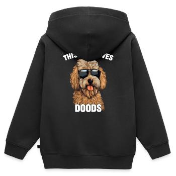Goldendoodle Cette fille aime les griffonnages - Sweat Premium à capuche zippé enfant bio - noir - Dos - AI Model Kid Male (0cm)