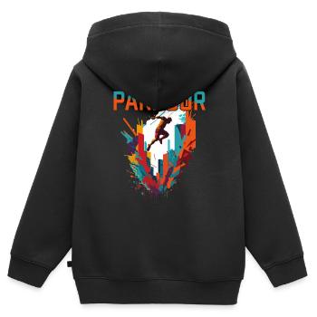 Parkour Urban - Kinder Premium Organic Zip Hoodie - Schwarz - Hinten - AI Model Kid Male (0cm)