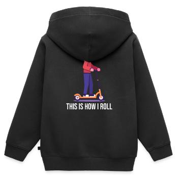 Rollerfahren So rolle ich - Kinder Premium Organic Zip Hoodie - Schwarz - Hinten - AI Model Kid Male (0cm)