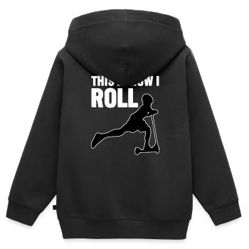 Rollerfahren So rolle ich - Kinder Premium Organic Zip Hoodie - Schwarz - Hinten - AI Model Kid Male (0cm)