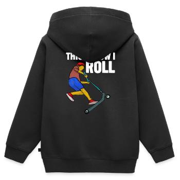 Rollerfahren So rolle ich - Kinder Premium Organic Zip Hoodie - Schwarz - Hinten - AI Model Kid Male (0cm)