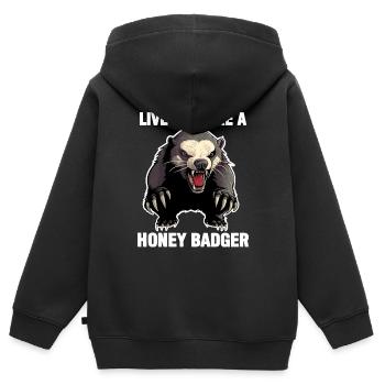 Honey Badger Vivez la vie comme un blaireau de miel - Sweat Premium à capuche zippé enfant bio - noir - Dos - AI Model Kid Male (0cm)