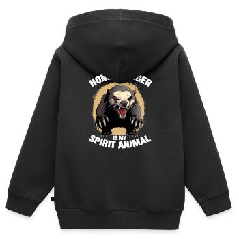 Honey Badger est mon animal spirituel - Sweat Premium à capuche zippé enfant bio - noir - Dos - AI Model Kid Male (0cm)