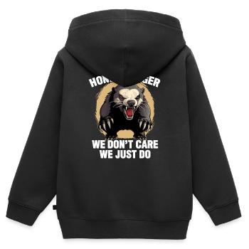 Honey Badger Nous ne nous en soucions pas, nous faisons juste - Sweat Premium à capuche zippé enfant bio - noir - Dos - AI Model Kid Male (0cm)