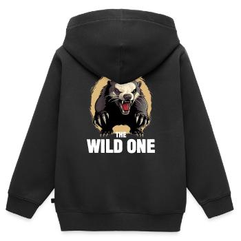 Honey Badger The Wild One - Sweat Premium à capuche zippé enfant bio - noir - Dos - AI Model Kid Male (0cm)
