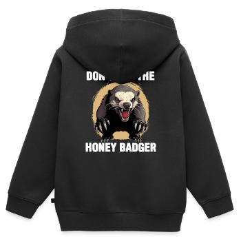 Honey Badger Dont Pet The Honey Badger - Sweat Premium à capuche zippé enfant bio - noir - Dos - AI Model Kid Male (0cm)