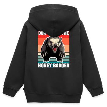 Honey Badger Dont Poke The Honey Badger - Sweat Premium à capuche zippé enfant bio - noir - Dos - AI Model Kid Male (0cm)