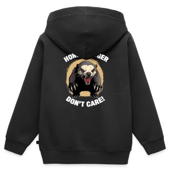 Honey Badger Dont Fact - Sweat Premium à capuche zippé enfant bio - noir - Dos - AI Model Kid Male (0cm)