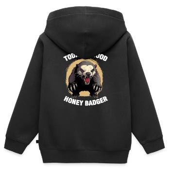 Honey Badger Humeur d’aujourd’hui - Sweat Premium à capuche zippé enfant bio - noir - Dos - AI Model Kid Male (0cm)